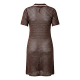Wynn Hamlyn Brown Crochet Dress