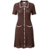 Wynn Hamlyn Brown Crochet Dress