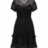 WORLD Black Sheer Lace Back Ruffle Dress