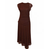 Zara Combined Draped Tulle Midi Dress