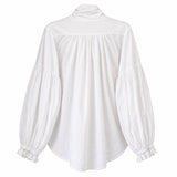 Māhsa White Cotton Tie-Neck Blouse – Size S