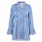 By Malene Birger Blue & White Striped Long Sleeve Blouse