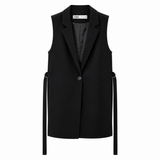 Zara Black Longline Belted Waistcoat