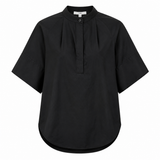 Tibi Black Short Sleeve Popover Top