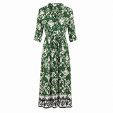 Zara Green Printed Maxi Shirt Dress