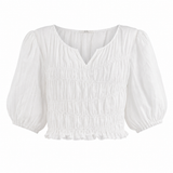 RUBY White Cotton Ruched Top