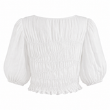 RUBY White Cotton Ruched Top