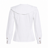 Ganni White Organic Cotton Collar Blouse