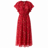 Ulla Johnson Red Floral Midi Dress