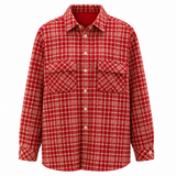 Maggie Marilyn Red & Cream Checked Wool Blend Overshirt
