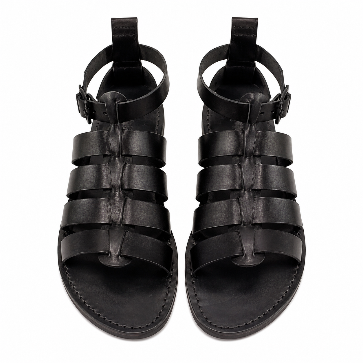 Kathryn Wilson Black Leather Gladiator Sandals