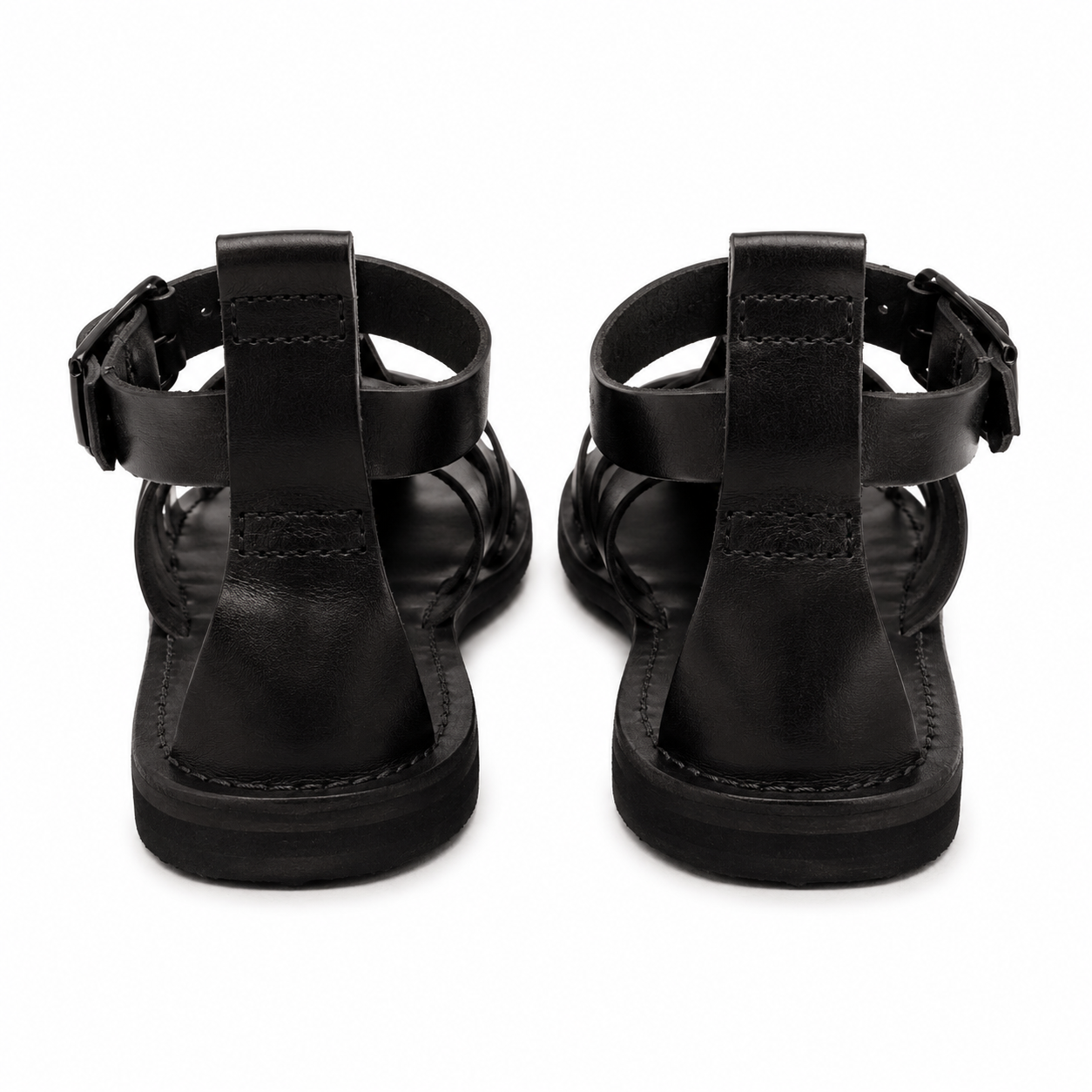 Kathryn Wilson Black Leather Gladiator Sandals