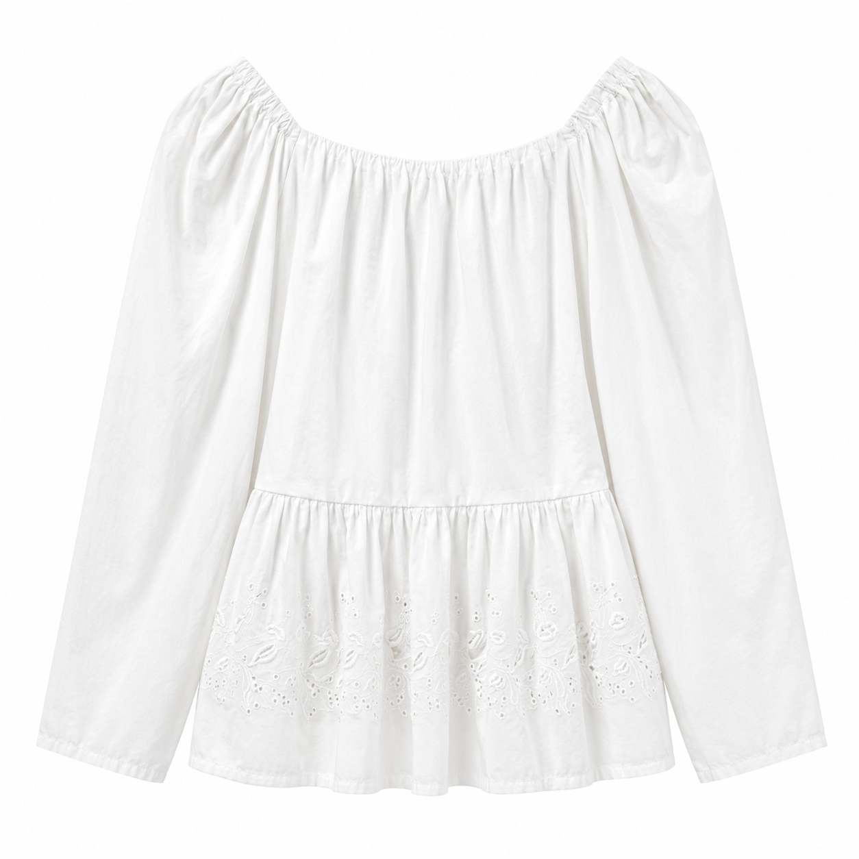 Lonely White Embroidered Cotton Top