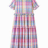 Trelise Cooper Holy Chic Pastel Plaid Tiered Maxi Dress