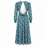 ROTATE Birger Christensen Floral Open-Back Midi Dress