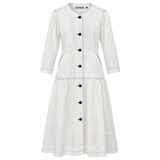 Verner White Contrast Stitch Cotton Dress