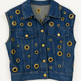 Vintage Moschino Jeans Grommet Denim Vest