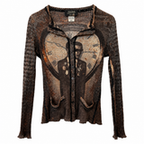 Jean Paul Gaultier Printed Mesh Cardigan