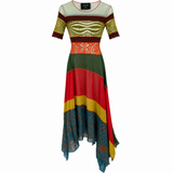 Jean Paul Gaultier Maille SS96 Patchwork Mesh Pareo Open-Back Maxi Dress
