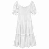 Karen Walker White Cotton Smocked Midi Dress