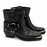 Anine Bing Black Leather Western Harness Boots