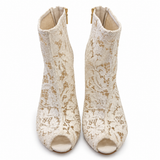 Dolce & Gabbana Ivory Lace Peep-Toe Ankle Boots