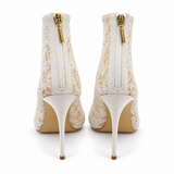 Dolce & Gabbana Ivory Lace Peep-Toe Ankle Boots