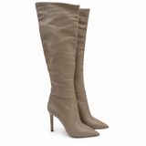Alexandre Vauthier Taupe Leather Over-the-Knee Boots