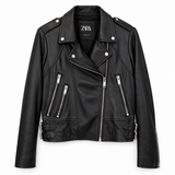 Zara Black Leather Biker Jacket – Size M