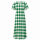 Olivia Cashmore Green & Ivory Silk Maxi Dress – Size 12