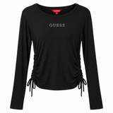 Guess Black Ruched Long Sleeve Top