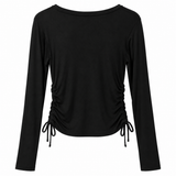 Guess Black Ruched Long Sleeve Top