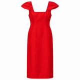 Wynn Hamlyn Red Silk-Blend Midi Dress – Size 14