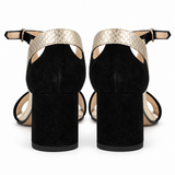 Parlanti Black Suede & Platinum Leather Heeled Sandals – Size 38