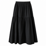 Māhsa Black Cotton Tiered Midi Skirt – Size XS