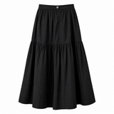 Māhsa Black Cotton Tiered Midi Skirt – Size XS