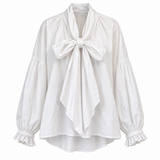 Māhsa White Cotton Tie-Neck Blouse – Size S