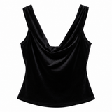 Reformation Black Velvet Rosette Top – Size L