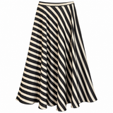 Nicole Miller Atelier Black & Ivory Striped Midi Skirt – Size 12