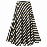 Nicole Miller Atelier Black & Ivory Striped Midi Skirt – Size 12