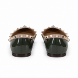 Valentino Garavani Rockstud Patent Leather Ballet Flats – Dark Green