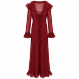 Maggie Marilyn Burgundy Ruffle Maxi Dress - Size 12