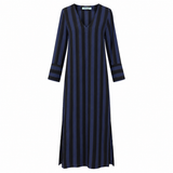 Kate Sylvester Navy & Black Striped Maxi Dress – Size XS
