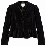 H&M Black Velvet Peplum Jacket – Size 8