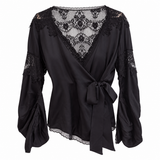 Trelise Cooper Black Lace Wrap Blouse – Estimated Size M
