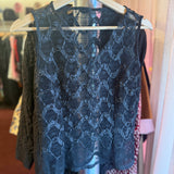 Annah S Black Floral Lace Overlay Top