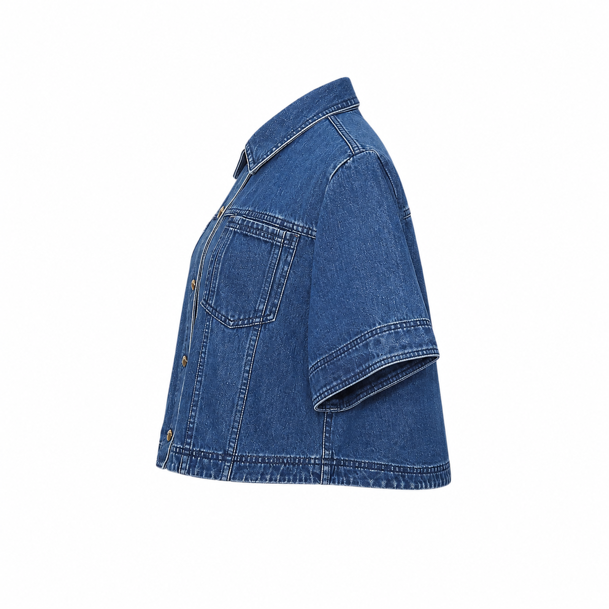 Aje Cropped Denim Shirt – Dark Classic Wash