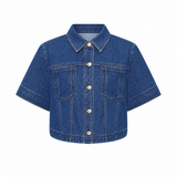 Aje Cropped Denim Shirt – Dark Classic Wash