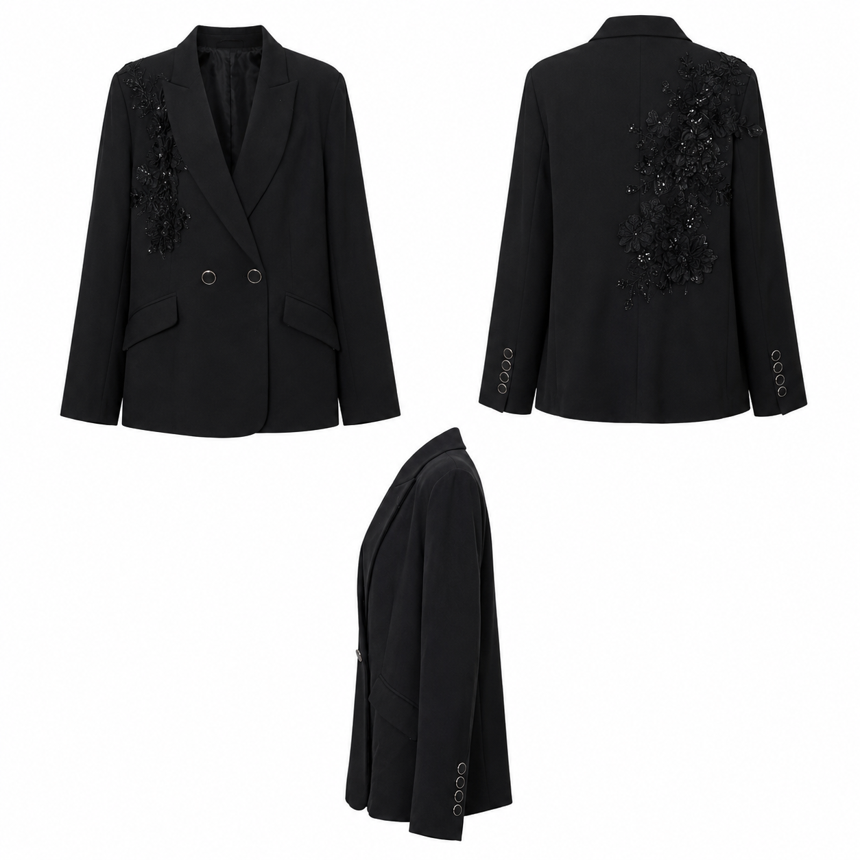 Trelise Cooper “Power Play” Embroidered Double-Breasted Blazer