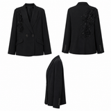 Trelise Cooper “Power Play” Embroidered Double-Breasted Blazer